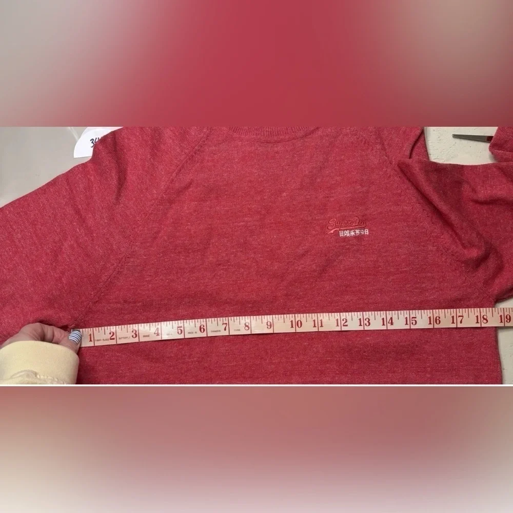 Superdry Orange Label Knit Crew Neck Mens Size Medium Red Long Sleeve Sweater